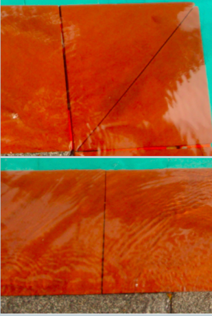 Pool side (brick) after using chlorine dioxide.
