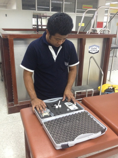Measuring chlorine dioxide concentration.